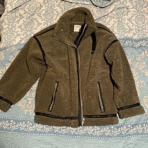 Abercrombie & Fitch Olive Green Sherpa Jacket